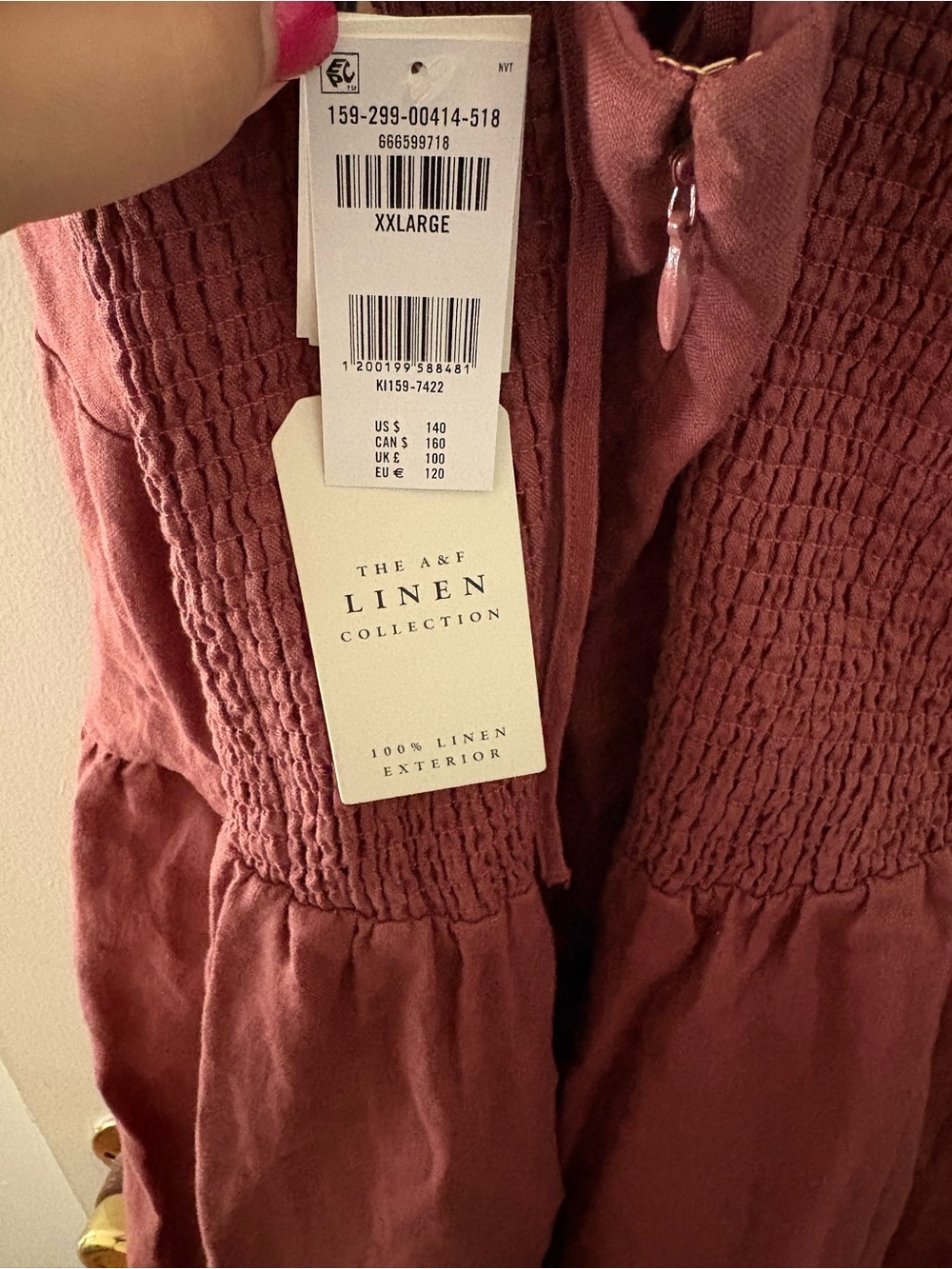 Abercrombie & Fitch Rose Mauve Linen Halter Midi Dress - Picture 7 of 8